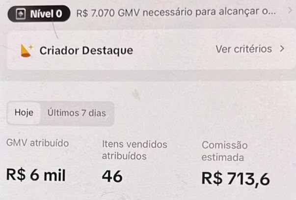 Resultado de venda ao vivo de um cliente do MeuModera